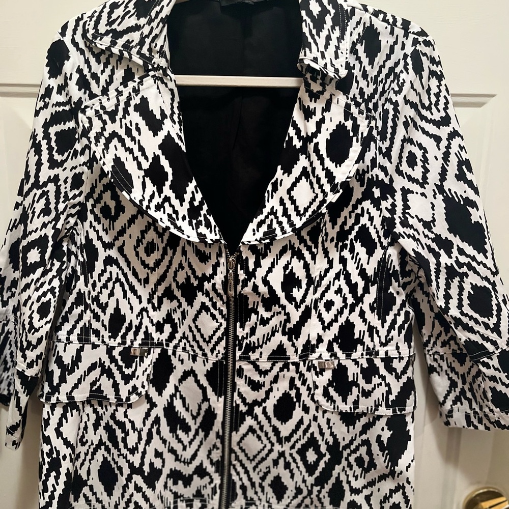 Robert Kitchen Canada Black and White Patterned Women's Jacket Size L